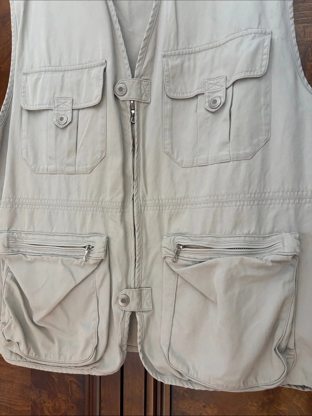 Title: Vintage Banana Republic Safari Travel Photojournalist Vest Size L